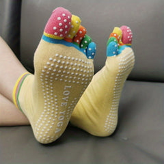 Multicolored Five Toe Split Dance Socks Non Slip Short Calf Socks