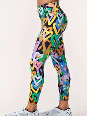 Heart Print Yoga Workout Pants Running Fitness Leggings