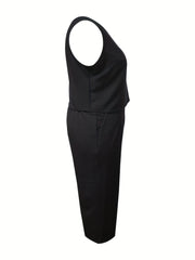 Solid Tank Top & Wide Leg Pants 2 Piece Set