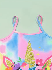 Girls Tie Dye Butterfly One Piece Swimsuit Kids Beach Bathing Suits