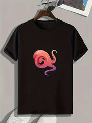 Cartoon Print Men's Graphic Tee for Summer