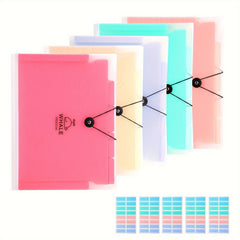 5-Pocket Expanding File Folders A4 Letter Document Candy Color Tabs