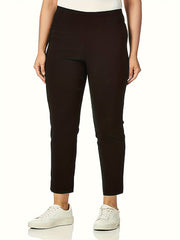 Plus Size Pants Women's Plus Solid Medium Stretch Straight Leg Trousers
