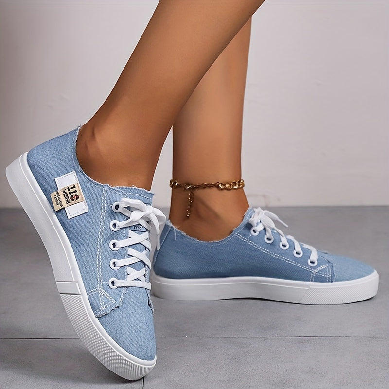 Women's Low Cut Canvas Shoes Lace Up Casual Sneakers Lightweight Comfortable
