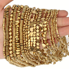 High Retention Natural Golden Hematite Beads Strand DIY Jewelry Making