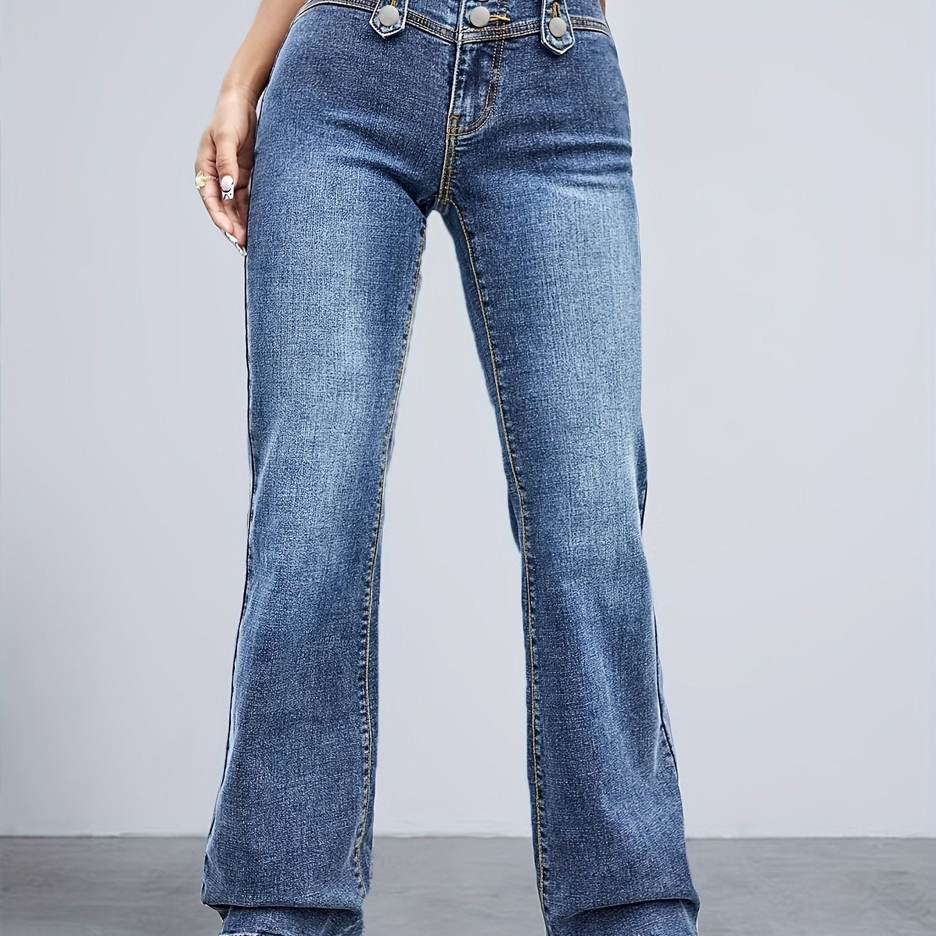 High Waist Flared Jeans Bell Bottom High Rise Wide Legs High Stretch Denim Pants