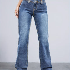 High Waist Flared Jeans Bell Bottom High Rise Wide Legs High Stretch Denim Pants