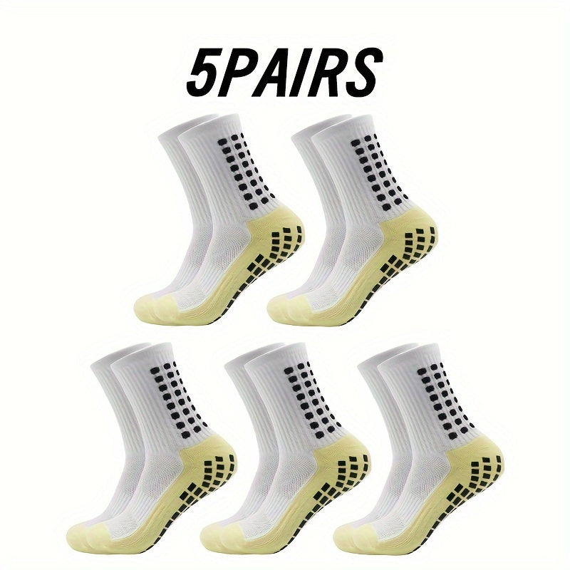 Non-slip Breathable Mid-tube Football Socks - 5 Pairs