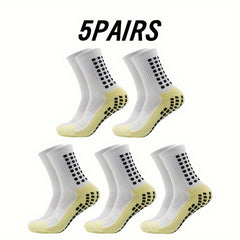 Non-slip Breathable Mid-tube Football Socks - 5 Pairs