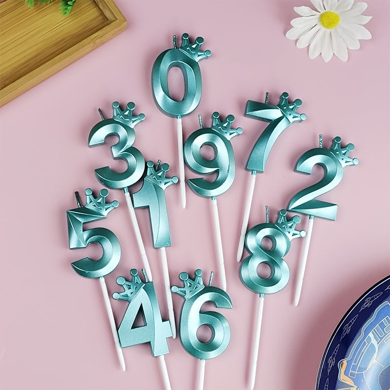 1pc Crown Birthday Cake Number Candles Silvery Champagne Golden Crown
