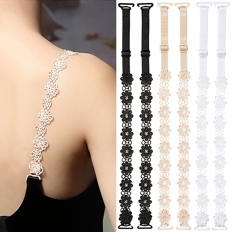 3 Pairs Lace Flower Underwear Straps Sexy All match Anti-slip Bra Straps