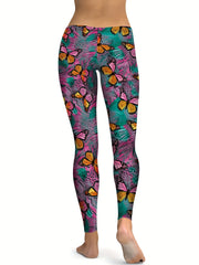 Butterfly Printed Yoga Leggings High Stretch Sports Pants