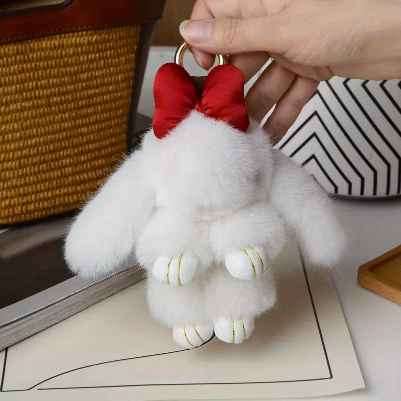 Soft Rabbit Fur Keychain Fluffy Rex Bunny Keychain Decoration