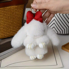 Soft Rabbit Fur Keychain Fluffy Rex Bunny Keychain Decoration