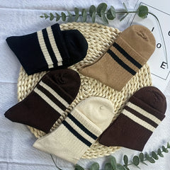 5 Pairs Striped Crew Socks Comfy & Breathable Women's Stockings