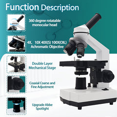 Pro Bio Compound Microscope 2500X Magnification