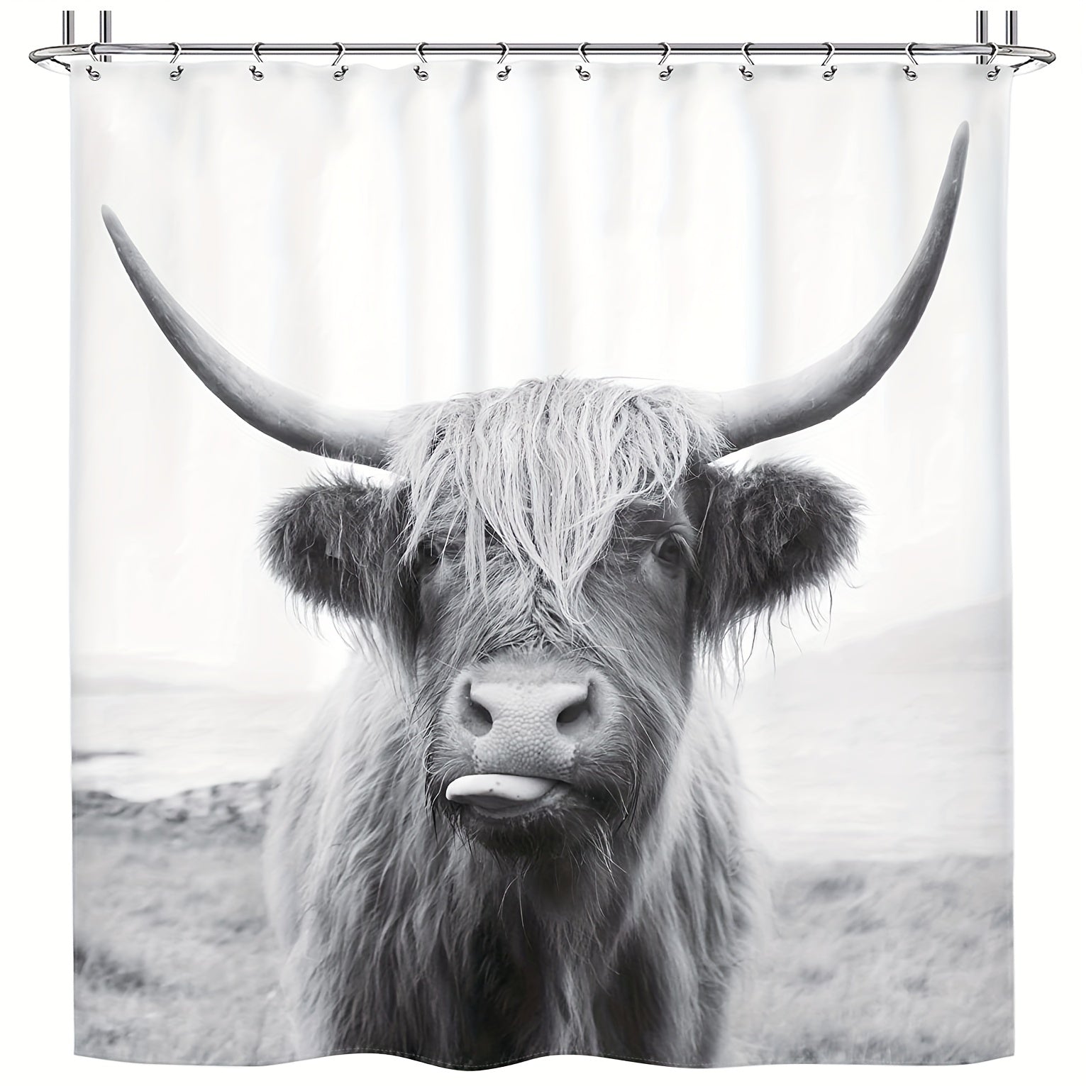 Highland Cow Shower Curtain with 12 Hooks