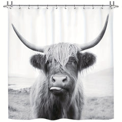 Highland Cow Shower Curtain with 12 Hooks