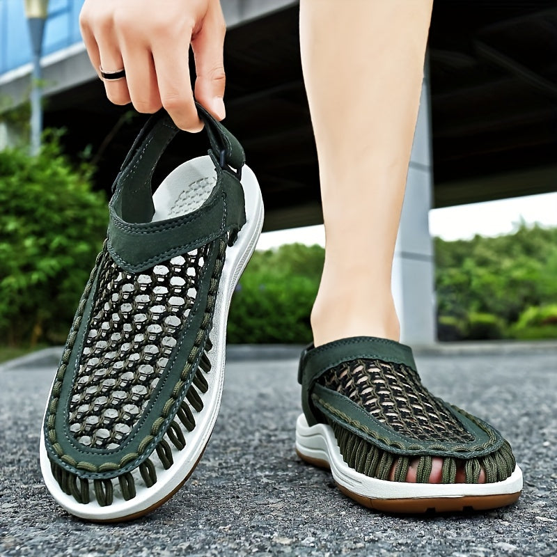Men's Mesh Knitted Closed Toe Sandals Durable Non Slip Outdoor Sandals