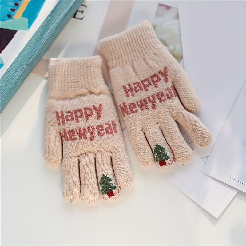 Thick Warm Windproof Knitted Gloves Cycling Riding Student Girls