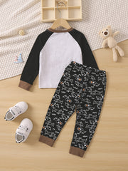 Boys Lounge Wear Homewear Puppy Pattern Long Sleeve Top & Pants Set