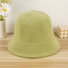 Solid Knitted Bucket Hat for Women and Men