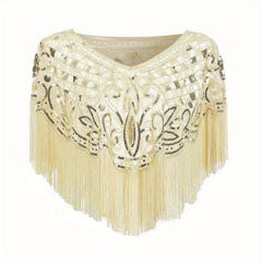 Glitter Tassel Shawl Sequin Embroidery Wrap Decorative Dress Cape Bridal Shawl