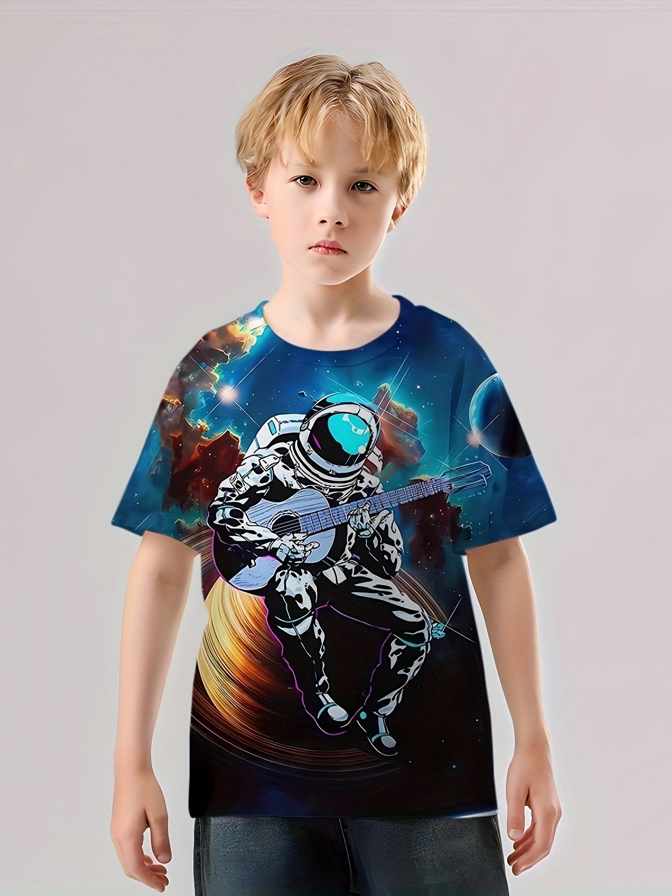 Colorful Astronaut Print Kid's T shirt Short Sleeve Top