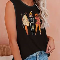Halloween Tank Top Women's Cartoon Figure Print Vest