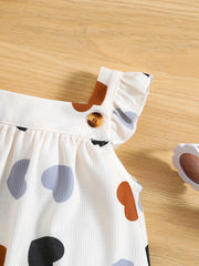 Toddler Girl's Striped Heart Dress Puffy Sleeves for Summer