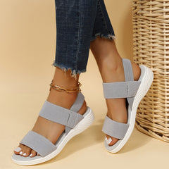 Women's Comfy Flat Sandals Open Toe Elastic Strap Slip On Shoes