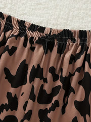 Leopard Print Pajama Set Crew Neck Cami Top & Shorts