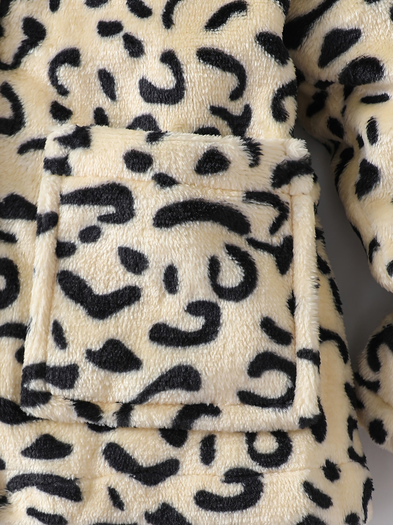 Girls Leopard Print Fleece Jacket, Winter Kids Clothes