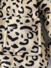 Girls Leopard Print Fleece Jacket, Winter Kids Clothes