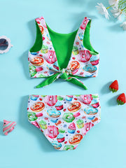 2pcs Heart Graphic Girls Bikini Swimsuit Set Beach Vacation Gift