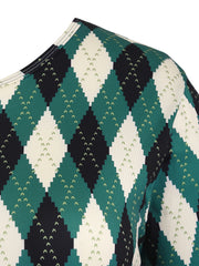 Argyle Print Long Sleeve Tee & Loose Pants Pajamas Set
