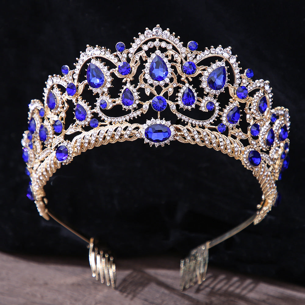 Emerald Crystal Crown With Comb Bridal Wedding Headband For Brides