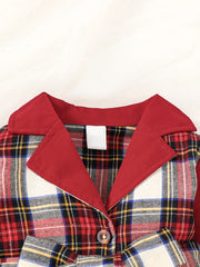 Plaid Patchwork Winter Vintage Windbreaker Dress for Toddler Girls