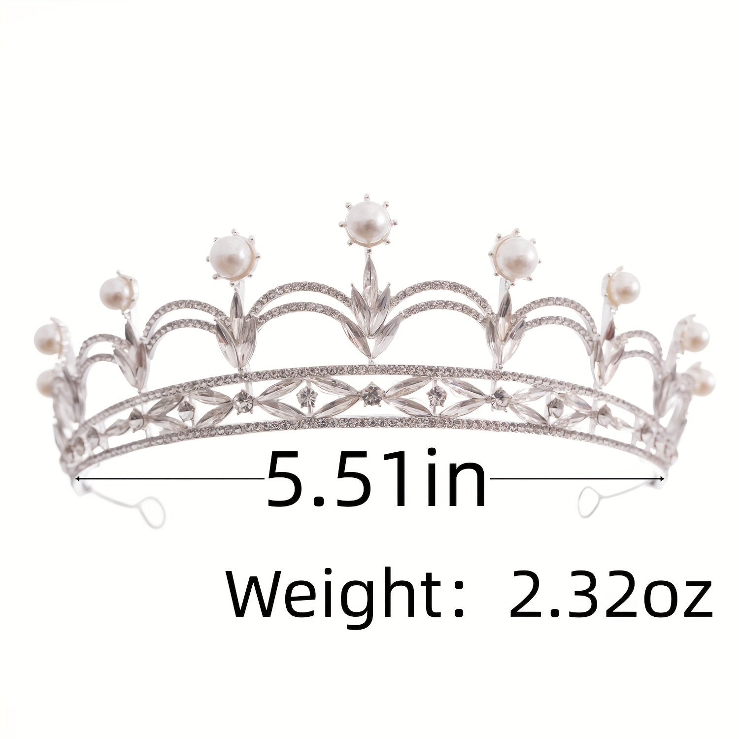 Crystal Faux Pearl Crown Tiara Rhinestone Wedding Tiaras Women Prom Crowns