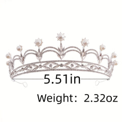 Crystal Faux Pearl Crown Tiara Rhinestone Wedding Tiaras Women Prom Crowns