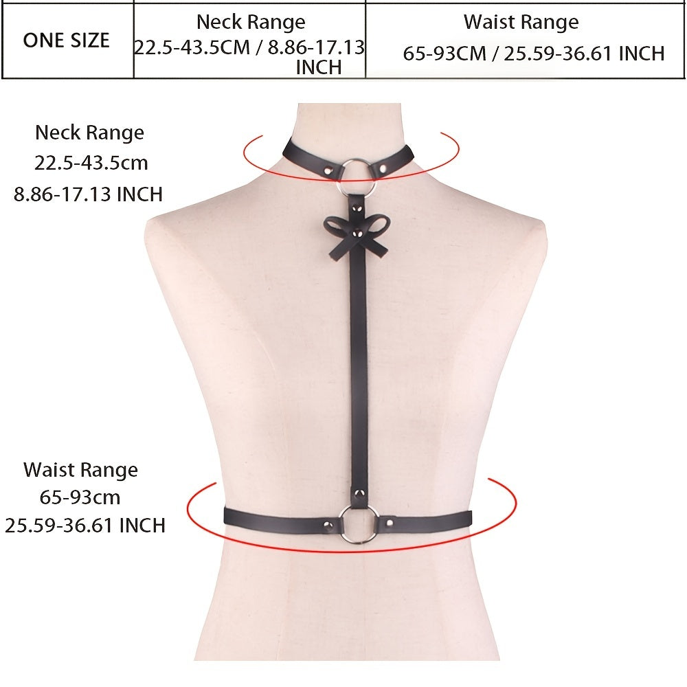 Sexy Neck & Waist Belt Punk Y2K Harness Belt Bows Body Harness Woman Accessories
