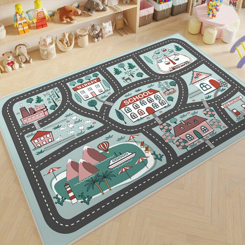 Teaching & Puzzle Carpet - Urban Traffic Parking Lot Crawl