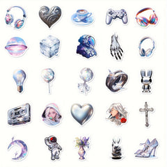50pcs Silvery Phone Case Stickers Waterproof DIY Decoration
