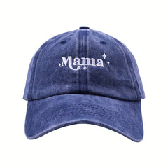 Mama Star Embroidery Distressed Sunscreen Baseball Cap