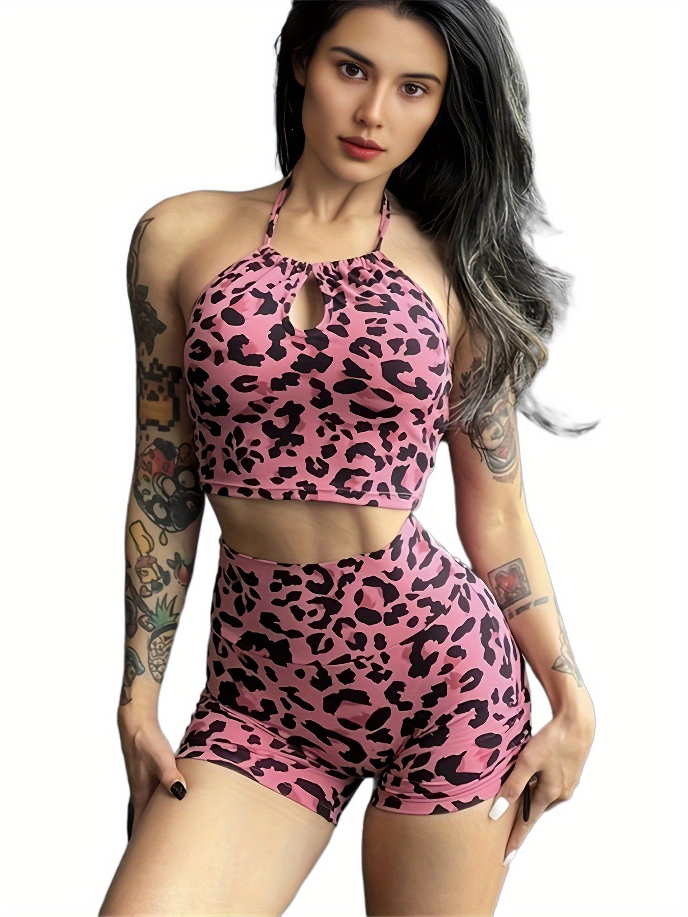 Leopard Print Yoga Workout Shorts for Women