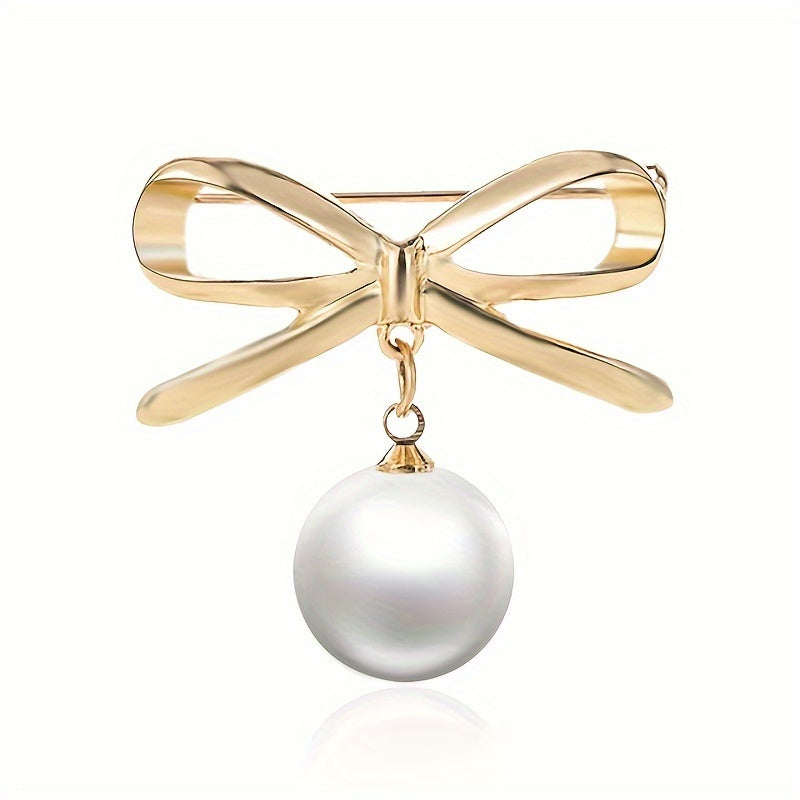 Faux Pearl Brooch Metallic Dress Accessories Wedding Jewelry