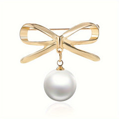 Faux Pearl Brooch Metallic Dress Accessories Wedding Jewelry