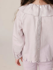 MARC&JANIE Girls Bunny Embroidery Ruffle Collar Shirt Preppy