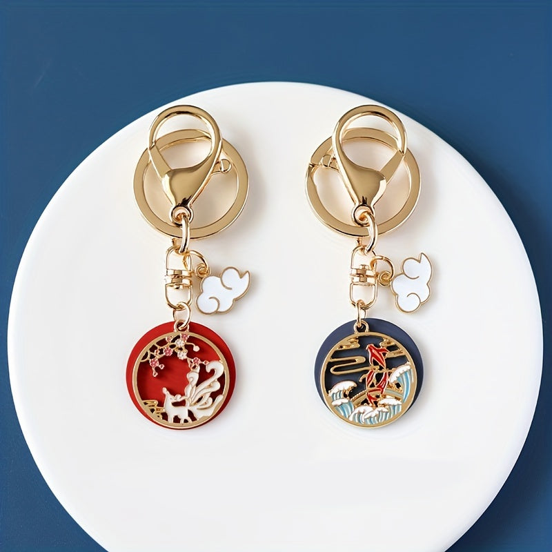 Chinese Style Koi Dragon And Phoenix Keychain Bag Pendant Ornament Key Ring