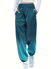 Women's Plus Ombre Print Sporty Pants Elastic Waist Joggers